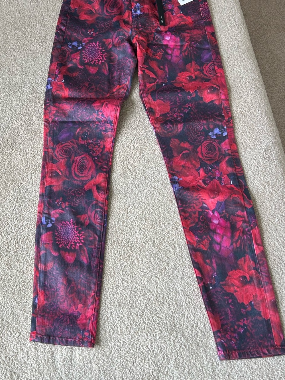 J Brand Red Floral Skinny Jeans